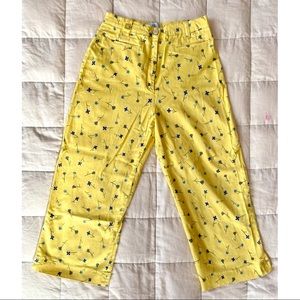 Yellow Floral Women's Capris